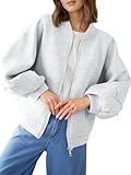 What Material We Use: This women's bomber jacket is crafted from a soft and comfortable knit fabric. This material provides a cozy feel against the skin and offers a moderate layer of warmth, perfect for the fall season Sweatshirt Chic Design: Featur...