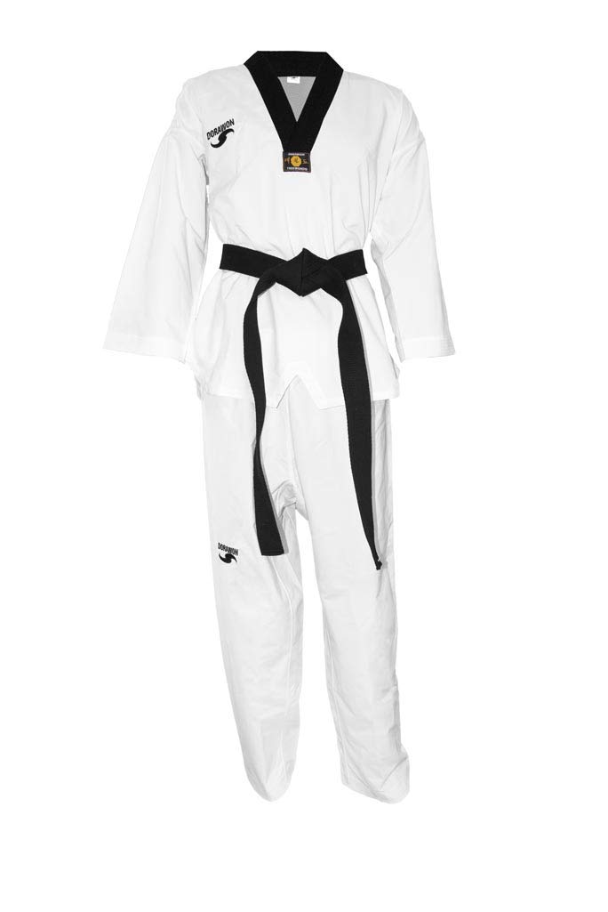 Dobok Taekwondo brodé Fight col Noir