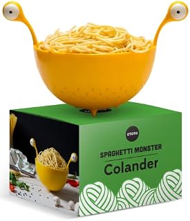 OTOTO Spaghetti Monster- Kitchen Strainer for Draining Pasta, Vegetable, Fruit- Colander with Handle- Dimensions 12.2X 8.27x 7.48 in- BPA-Free and Dishwasher Safe Colanders & Food Strainers