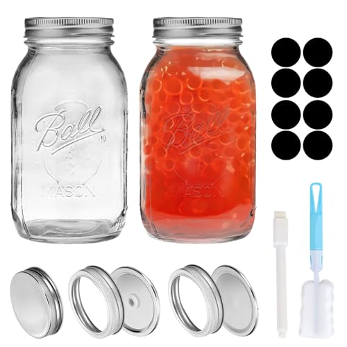 Svitzoot Bocaux de Kimchi en Verre 1L Couvercle Hermétique - Conservation Multi-usages Céréales, Confitures, Pâtes Noix - Meal Prep 2 Set
