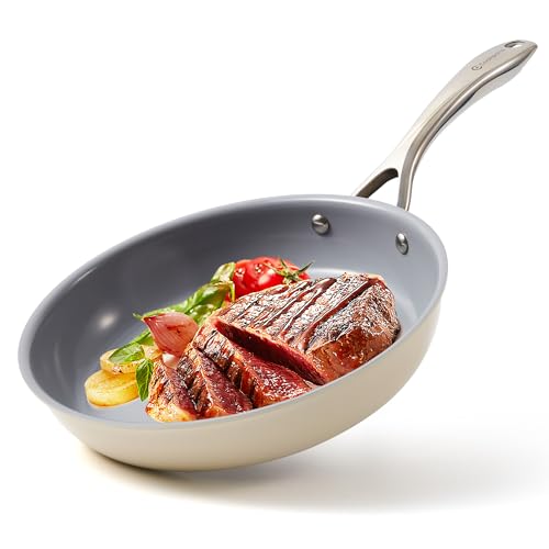 Image of COOKPORTS Ceramic Nonstick Skillet Frying Pans:Safe Non-toxic Stainless Material/Ceramic Non-stick Pan Coating, Compatible with All Cooktops, Suitable for Dishwasher, Oven -10Inch Nonstick Pans
