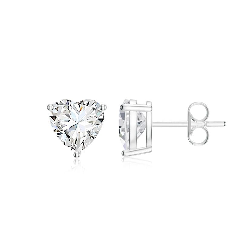 Image of Goldhartz Sterling Silver Genuine, Created or Simulated Birthstone Gemstone 7mm Heart Stud Earrings