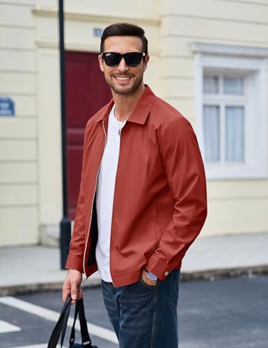 Image of MAGCOMSEN Men's Lightweight Jackets Full Zip Up Light Coat Laydown Collar Jacket Casual Windbreaker Jacket with Zip Pockets