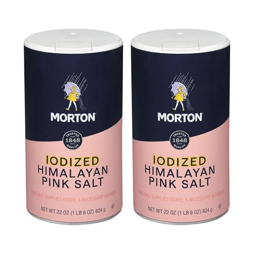 Morton Iodized Himalayan Pink Salt, 22 oz (2 Pack)