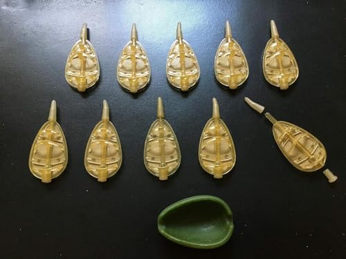 Pack of 10 X 50 Gram INLINE METHOD FEEDERS + MOULD. Carp and Coarse fishing tackle