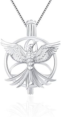 LGSY Sterling Silver Phoenix Pearl Cage Pendants for Women, Design Pearl Cage Pendants for Pearl Jewelry Making, Essential Oil Diffuser Lockets for Pearl Jewelry