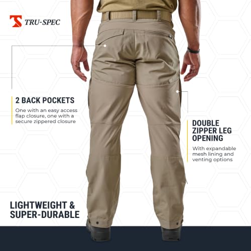 Image of Tru-Spec Xpedition Tactical Pants for Men - Water-Resistant Outdoor Work & Hiking Pants with Dual Zippered Cooling Vents | Water-Resistant Outdoor Work & Hiking Pants, Dual Zippered Cooling Vents, Ripstop Fabric, 4-Way Stretch Panels