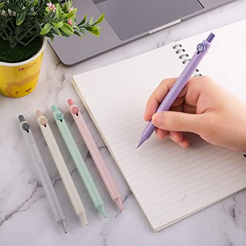 Cobee Aesthetic Ballpoint Pens,0.42mm Retractable Gel Pens Colorful Pastel Cute Kawaii Ballpoint Black Ink Pen Fine Point Smooth Writing Pens for School Office Gift Supplies(C 5 PCS)