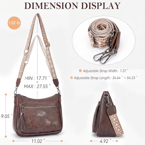 Image of BELTANA Crossbody Bags for Women Trendy Vegan Leather Hobo Purses Medium Butterfly Cross Body Purse with Wide Strap | Adjustable Strap