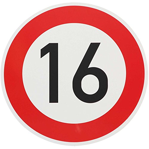 ORIGINAL Verkehrzeichen 16 KM/H Schild Nr. 250 (m. Sondertext) Verkehrsschild Stra&szlig;enschild Stra&szlig;enzeichen Metall auch Gebutrtstagschild zum 16. Geburtstag als 16km Geburtstagsschild 42 cm Metall