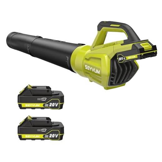 SEYVUM Leaf Blower - 500CFM 20V MAX Leaf Blower Cordless with 2 X 2.0 Battery & Charger, Electric Handheld Leaf Blower, Lightweight Powerful Blower Battery Operated for Lawn Care, Patio, Jobsite, Yard