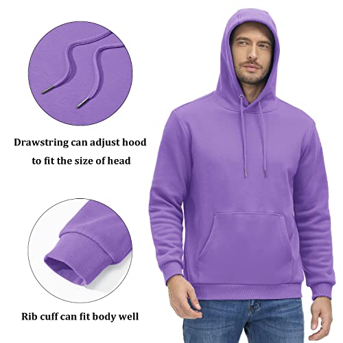Tacvasen Men's Fleece Hooded Sweatshirt Fashion Gym Pullover With Pocket Light Purple, M #TOP4