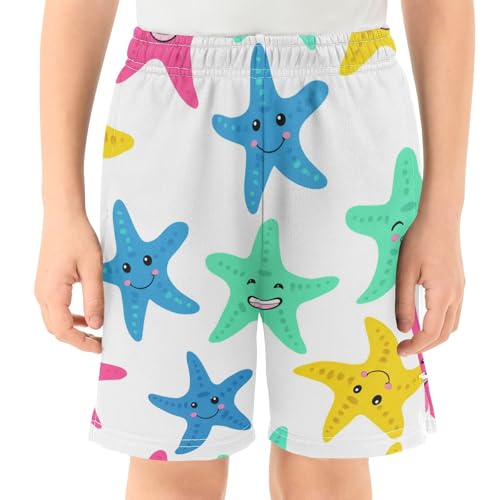J JOYSAY Cartoon Starfish Happy Boys Athletic Shorts Kids Youth Casual Shotrs with Elastic Waistband Pockets2