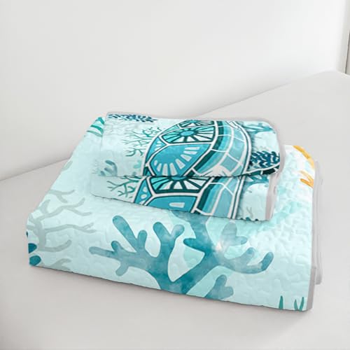 Couette légère avec motif tortue de mer et différents coraux