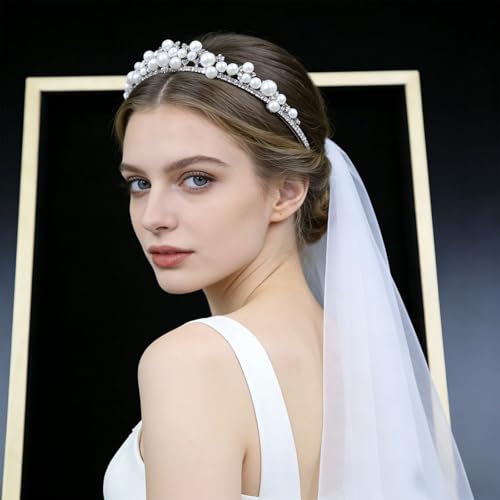Tiara de boda clásica sin dolor con perlas duraderas todo el día 6
