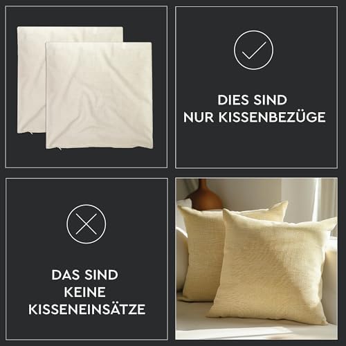 2. Bild von Encasa XO Chenille Kissenbezüge Set von 2 | Azul Blue - (16"x16") (40x40 cm) | Dekorative Akzent Quadratische Wurfkissenbezüge Für Couch, Heimdekoration, Sofa