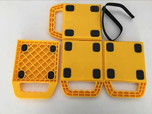 KATSU 4 Stück Jack Pads Unterlegplatten für Wagenheber und Wohnwagenstützen mit Griff und Rutschfester Gummi, Wagenheber-Pads Stabilisator Stützplatten für Wohnwagen, 220x162x22mm
