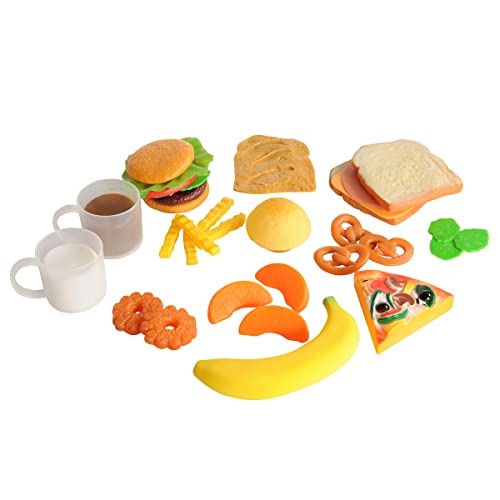 Kaplan Early Learning Life-Size Pretend Play Lunch Meal Set with 32 Pieces and Food Container