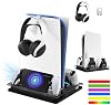 GAMINJA estación de enfriamiento para PS5 con cargador para PS Portal para PS5/Slim/Pro | Base de carga RGB para 2 controles, soporte de enfriamiento 3 en 1 para consola PlayStation 5, soporte para audífonos, puertos de carga, accesorios para PS5 por GAMINJA 2