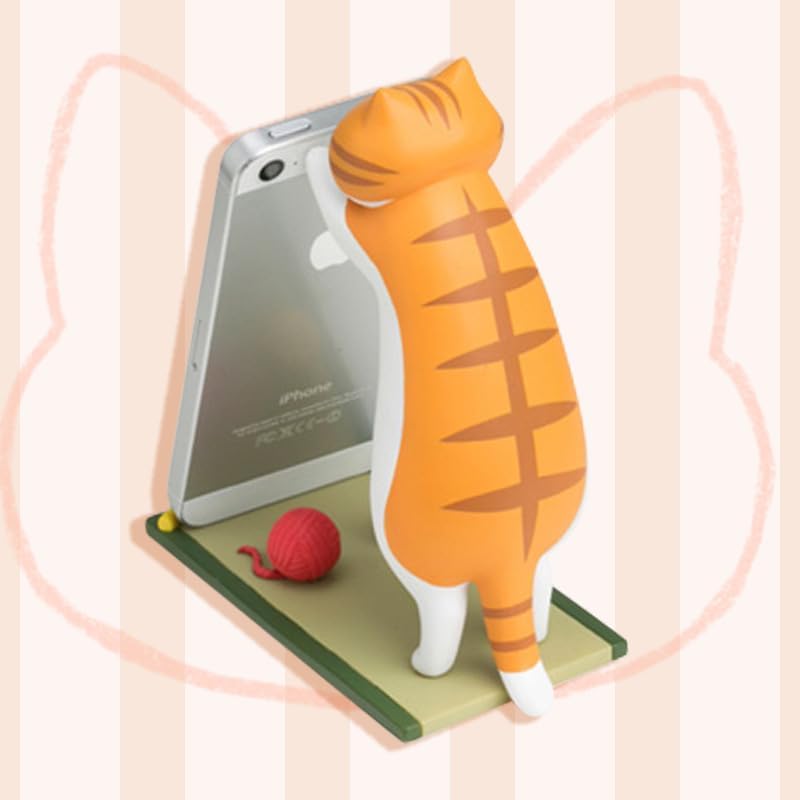 siayaharu Cute Cat Phone Stand Holder Compatible with All Smartphones Living Room Bedroom Office Desk Decoration image 4