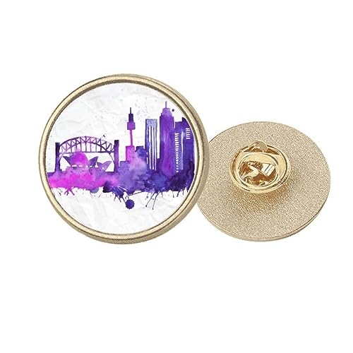 Broche clip opéra de Sydney aquarelle ronde dorée taille M pour fixer sans trouer