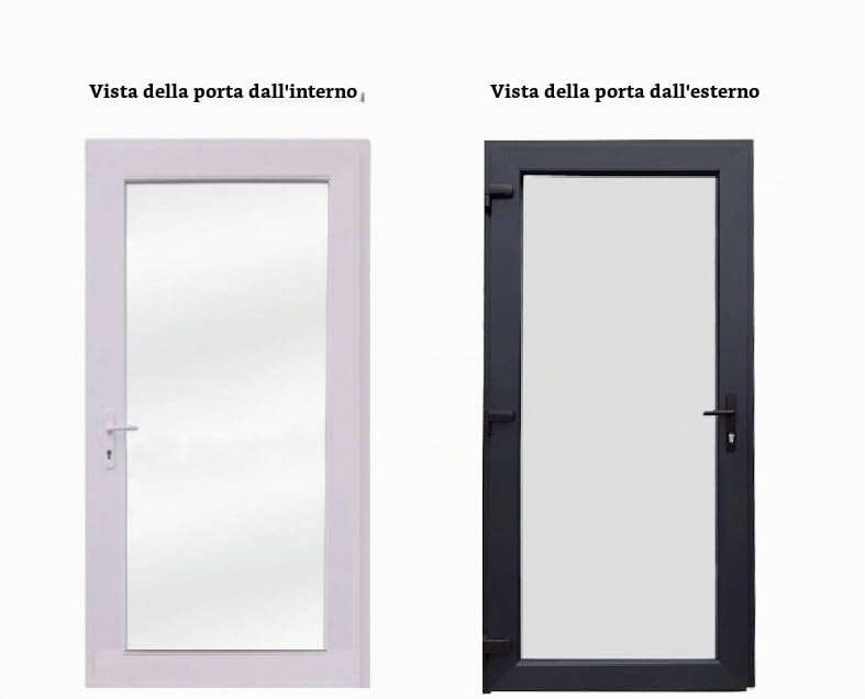 Porta esterna 100 x 200 cm DIN destra, porta d'ingresso laterale con vetro, porta multiuso per ufficio, negozio, cantina o soggiorno, porta laterale con vetro isolante per spazi commerciali, antracite