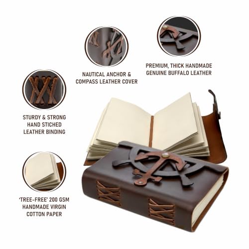 Image of Leather Journal Notebook Handmade Writing Journal Leather Diary 9X6, Travel Scrapbook, Sketchbook, Planner & Gift for Men & Women (DARK BROWN)