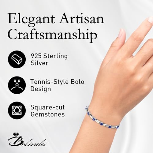 Fine Bracelet Tennis Style Pull String Birthstone Jewelry Gift for Women 925 Sterling Silver Square Sparkling Bolo Gemstone Jewelry Adjustable Bracelets3