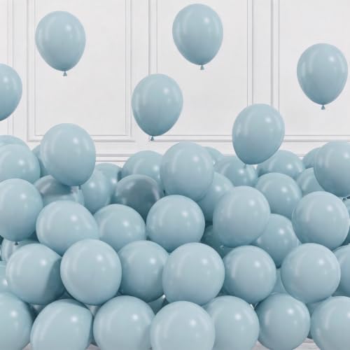 Image of Togvu Dusty Blue Balloons, 50Pack 5 Inch Small Mini Light Blue Aqua Boho Latex Party Balloons for Bridal Baby Shower Gender Reveal Easter Birthday Party Decorations