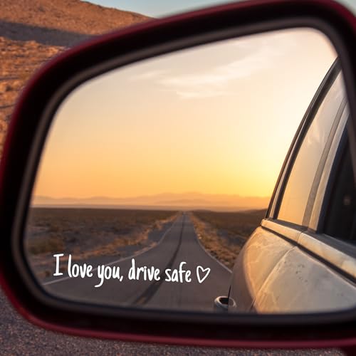 Image of 2-Pack I Love You Drive Safe Mirror Sticker, Vinyl Rearview Mirror Car Stickers and Decals with 4PCS Hanging Paper Car Air Freshener, Mirror Accessories and Decor for Women, Men