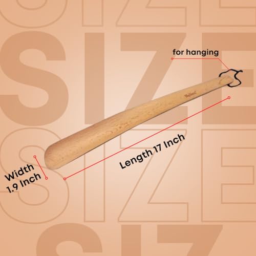 Image of Helios Bamboo Shoe Horn | Long Handle Shoe Horn for Easy Wearing | Wooden Shoe Helper Stick | Shoe Wearing Aid for Men & Women | Durable Comfort Grip (Small /Medium /Large)