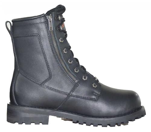 Men's Premium Leather Zipper Motorcycle Boots, Classic Black 10011-M2