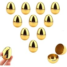 12pcs DIY Fillable Gold Plastic Easter Eggs, Empty Eggs Party Favors for Easter Eggs Hunt Supplies, Basket Stuffers, Easter Theme Party Favor