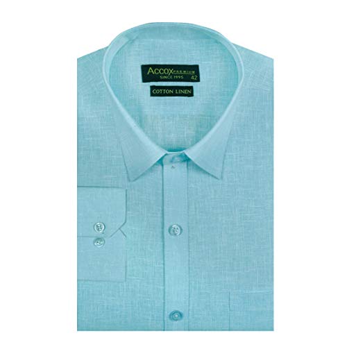 Image of ACCOX Men's Long Full Sleeves Regular Fit Cotton Linen Formal Plain Shirts(GCR53)