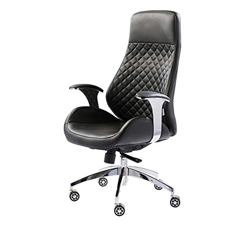 Image of High Back Director & Executive Chair Up Leatherette with Height Adjustable & Revolving Chair Premium Design & CEO Chair Metal Legs Base with Chrome Finish - (111012134 Black)