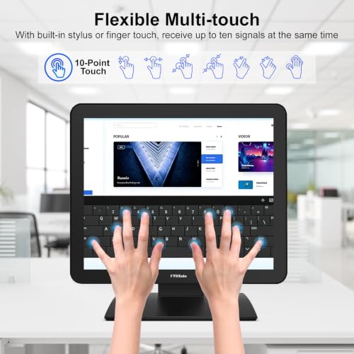 Image of FYHXele 17 Inch Touch Screen Monitor for POS Restaurant Retail Kiosk | 1280x1024 75Hz SXGA Touchscreen Display with HDMI & VGA Port, 10 Point Touch, Desktop or Wall Mountable