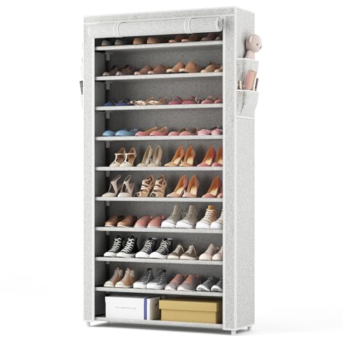 ROJASOP 10 Tier Shoe Rack Covers Large Capacity Stackable