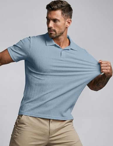 Camisetas polo informales para hombre JMIERR 2026, de punto elástico con textura estilo 'old money', manga corta miniatura 5
