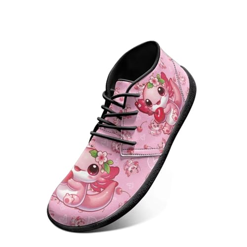 Chririnla Cartoon Axolotl Flats Shoes Wide Barefoot Sneakers Mens Minimalist Athletic Sneaker Comfortable Non Slip Hiking Shoe Fashion Outfit for Women Lightweight Boots