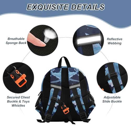 Kid's Backpack for Boys & Girls Toddler Bag Shark Pattern Backpack with Safety Leash3