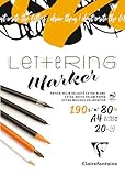 Clairefontaine 96581C - Bloc Collé Lettering A4 21x29,7 cm190g - 20 Feuilles de Papier Vélin Clairefontaine Extra-Blanc et Lisse - Idéal pour le Lettering