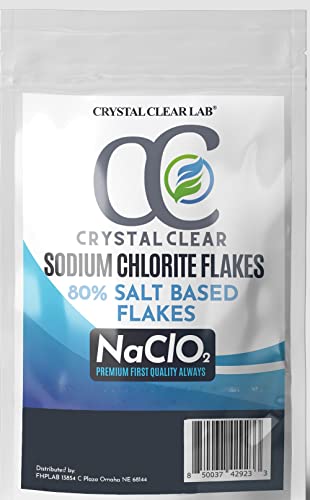 Crystal Clear Lab Sodium Chlorite Flakes 80% Tech Grade Bulk Powder Extra Large Size (2.2 lbs)
