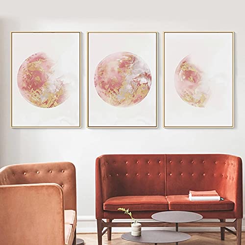 Impression moderne abstrait rose sur toile de qualité supérieure lot de 3 affiches 50x70