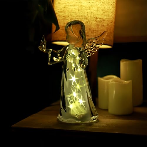 Chérubin en verre acrylique transparent avec éclat led unique