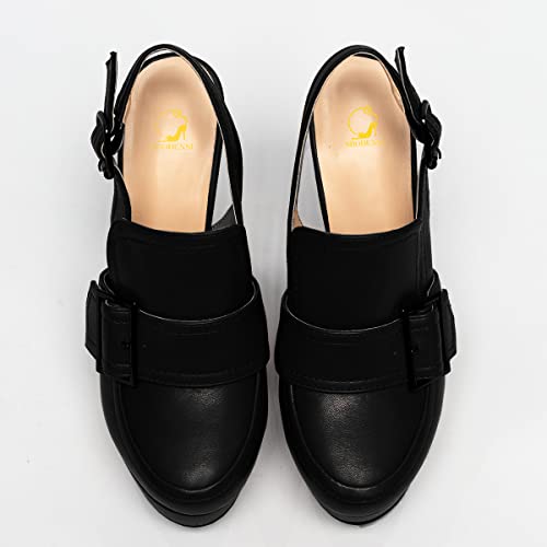 Image of SHODENSE Women Vintage Platform Chunky High Heels Pumps Shoes Round Closed Toe Platform Loafers Ankle Strap Block Heel Slingback Summer Sandals Backless Buckle Loafer Ladies Chic Sexy Party 4-11 M US