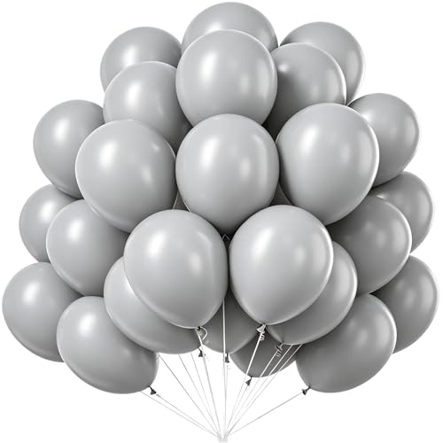 Ballons Grise,100 Pcs 10 Pouces Latex Ballons Helium,Ballons Anniversaire,Ballon pour Mariage, Ballon Grise pour Decoration Anniversaire Mariage Baptême Fête...