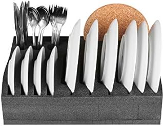 SCHAUMEX® - Plate and Cutlery Holder - For Camping, Caravans, Motorhomes and Boats - Extremely Light and Robust - Small and Large Plates, Also Soup Bowls - Space for 12 Plates