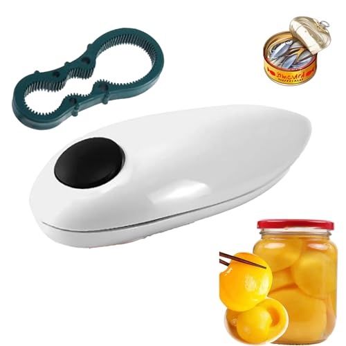 Apriscatole elettrico, apriscatole automatico con funzionamento one-touch, design con bordi lisci, adatto per la maggior parte delle lattine, compatto e portatile, alimentato a batteria per anziani