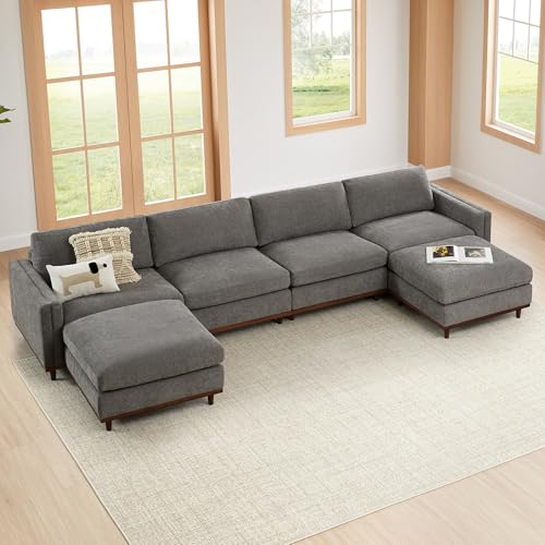 Image of CHITA 153 inch Super Large Sectional Modular Sofa, Down Filled, 6 Seat, Grey