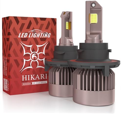 HIKARI WINGS H13 LED headlight bulbs with 80000 lumens and extended reach